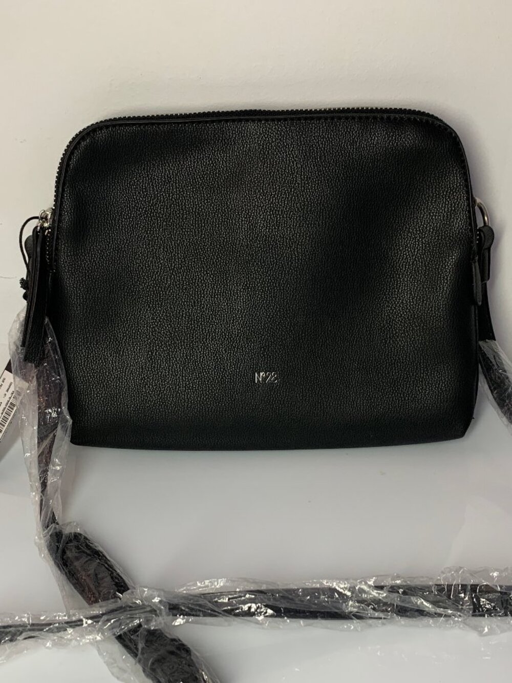 NEW - N28 Crossbody bag - Vegan leather - Black with silver hardware
